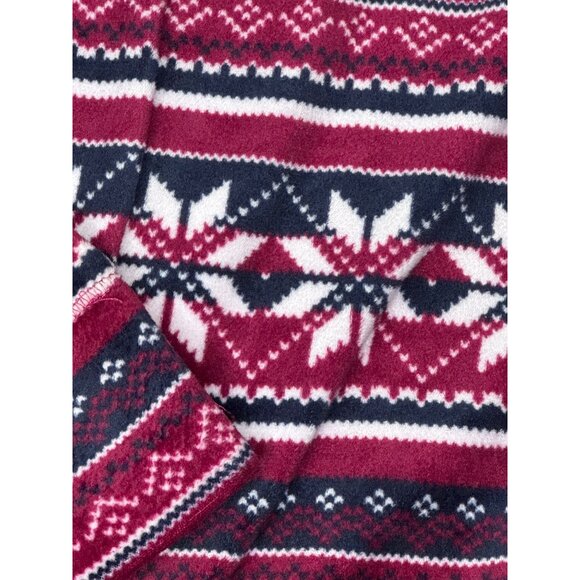 Nautica Womens Size XXL 2X Pajama Set Nordic Print Cotton Blend Red Navy Fleece - Picture 2 of 16